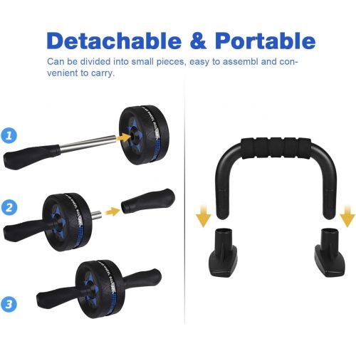  [아마존 핫딜]  [아마존핫딜]Syntus Upgraded 6-in-1 AB Wheel Roller with Knee Pad Push Up Bars Handles Grips Adjustable Skipping Jump Rope, Home Gym Workout Exercise Equipment for Men Women Boxing MMA Fitness