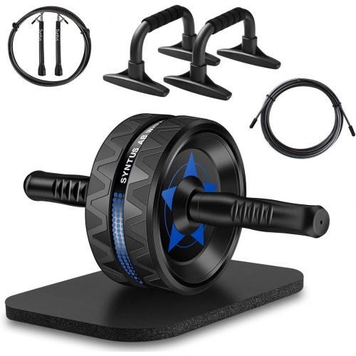  [아마존 핫딜]  [아마존핫딜]Syntus Upgraded 6-in-1 AB Wheel Roller with Knee Pad Push Up Bars Handles Grips Adjustable Skipping Jump Rope, Home Gym Workout Exercise Equipment for Men Women Boxing MMA Fitness