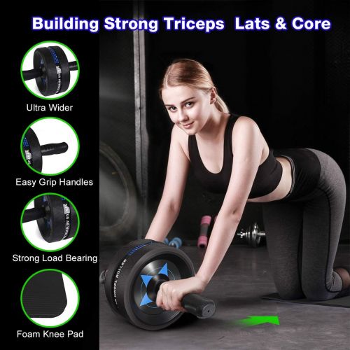  [아마존 핫딜]  [아마존핫딜]Syntus Upgraded 6-in-1 AB Wheel Roller with Knee Pad Push Up Bars Handles Grips Adjustable Skipping Jump Rope, Home Gym Workout Exercise Equipment for Men Women Boxing MMA Fitness