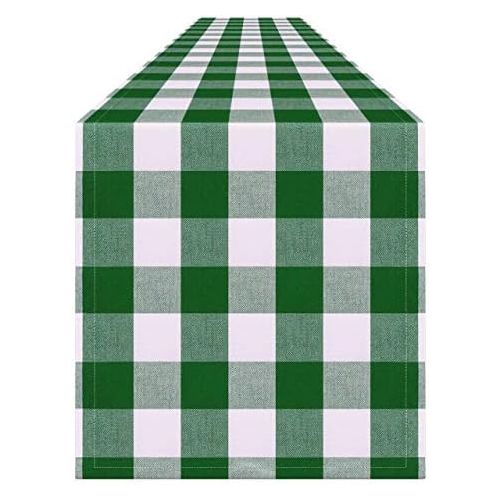  [아마존베스트]Syntus 14 x 72 inch Buffalo Check Table Runner Cotton-Polyester Blend Handmade Black and White Plaid for Family Dinner, Outdoor or Indoor Parties, Farmhouse, Thanksgiving, Christma