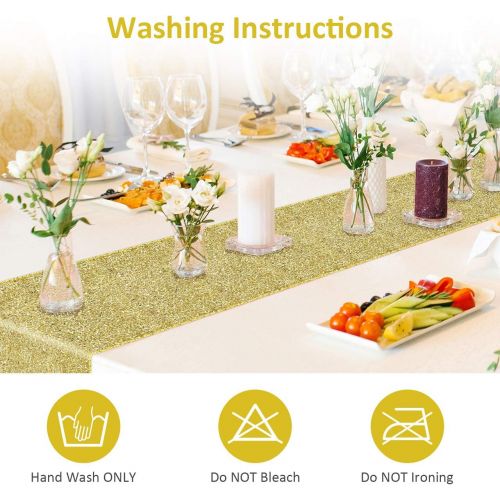  [아마존베스트]Syntus Sequin Table Runner Gold, 2 Pack 12 x 72 inch Glitter Gold Table Runner Rectangle for Graduation Party Supplies Decorations Wedding, Birthday & Baby Shower