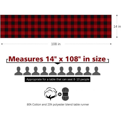  [아마존베스트]Syntus 2 Pack Buffalo Check Table Runner Cotton-Polyester Blend Handmade Black and White Plaid for Family Dinner, Outdoor or Indoor Parties, Thanksgiving, Christmas & Gathering