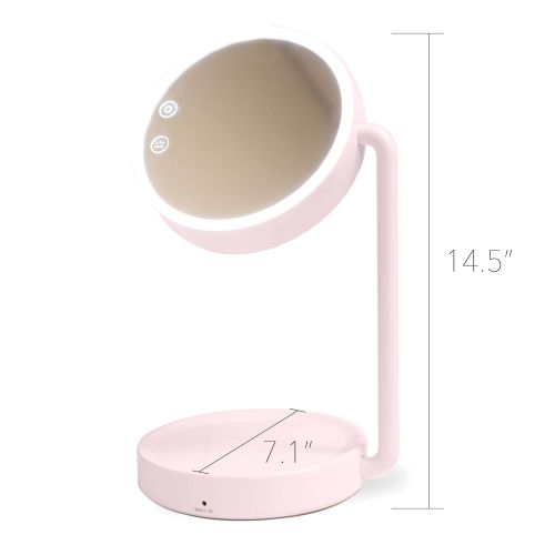  Lighted Makeup Mirror | Vanity Mirror LED Lighted | Cosmetic Mirror LED Lighted | Desk makeup lamp by Syrinx (Pink)