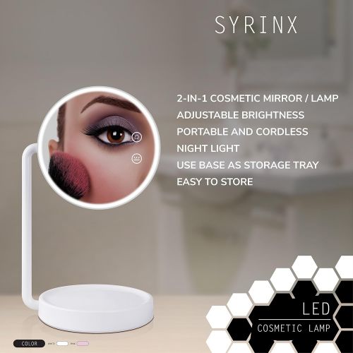  Lighted Makeup Mirror | Vanity Mirror LED Lighted | Cosmetic Mirror LED Lighted | Desk makeup lamp by Syrinx (Pink)