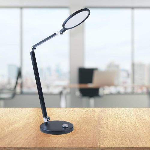  Syrinx Dimmable LED Desk Lamp, Stylish Metal with 3 Large Hinges, 5 Color Modes, 6 Brightness Levels, for Office or Bedside Table