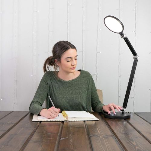  Syrinx Dimmable LED Desk Lamp, Stylish Metal with 3 Large Hinges, 5 Color Modes, 6 Brightness Levels, for Office or Bedside Table