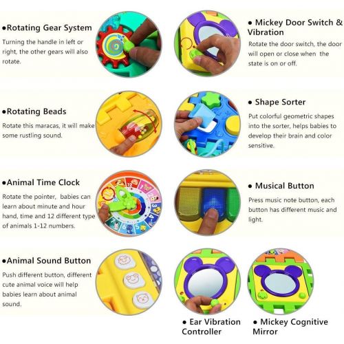  Sytle-Carry Baby Activity Cube Toddler Toys - 6 in 1 Shape Sorter Toys Baby Activity Play Centers for Kids Infants Educational Musci Play Cube Preschool Toys for 1 2 Years Old Boys & Girls(Bat