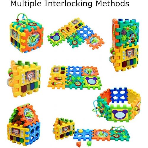  Sytle-Carry Baby Activity Cube Toddler Toys - 6 in 1 Shape Sorter Toys Baby Activity Play Centers for Kids Infants Educational Musci Play Cube Preschool Toys for 1 2 Years Old Boys & Girls(Bat