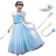 Szytypyl Girls Princess Snow White Anna Elsa Deluxe Costume Dress-Up Set for Birthday Halloween Party