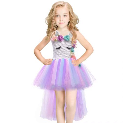  Szytypyl Baby Girl Unicorn Costume Pageant 3D Flower Princess Party Tutu Dress with Wings