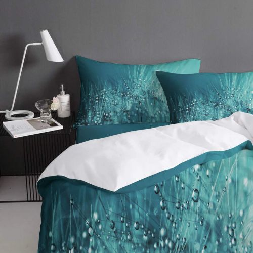  T&H Home Duvet Cover Set Full Size Funny Animal - Little Naughty Wet Dog Bite The Squirt Gun 4 Piece Bedding Set with Flat Sheet/Pillowcase - Breathable Twill Plush with Modern Art