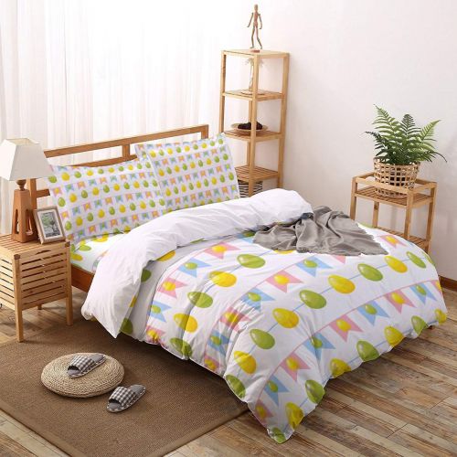  T&H Home Duvet Cover Set Full Size Funny Animal - Little Naughty Wet Dog Bite The Squirt Gun 4 Piece Bedding Set with Flat Sheet/Pillowcase - Breathable Twill Plush with Modern Art