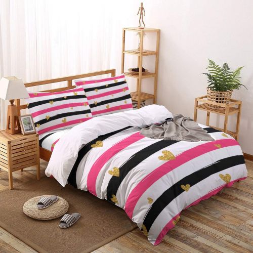  T&H Home Duvet Cover Set Full Size Funny Animal - Little Naughty Wet Dog Bite The Squirt Gun 4 Piece Bedding Set with Flat Sheet/Pillowcase - Breathable Twill Plush with Modern Art