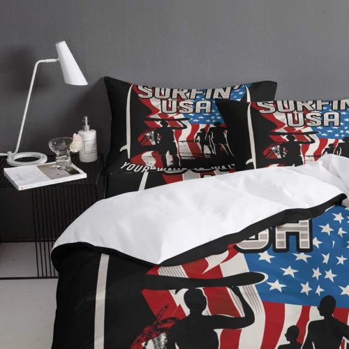  T&H Home Duvet Cover Set Full Size Funny Animal - Little Naughty Wet Dog Bite The Squirt Gun 4 Piece Bedding Set with Flat Sheet/Pillowcase - Breathable Twill Plush with Modern Art