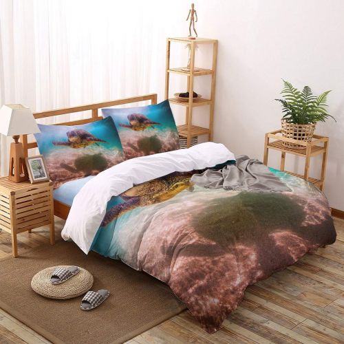  T&H Home Duvet Cover Set Full Size Funny Animal - Little Naughty Wet Dog Bite The Squirt Gun 4 Piece Bedding Set with Flat Sheet/Pillowcase - Breathable Twill Plush with Modern Art