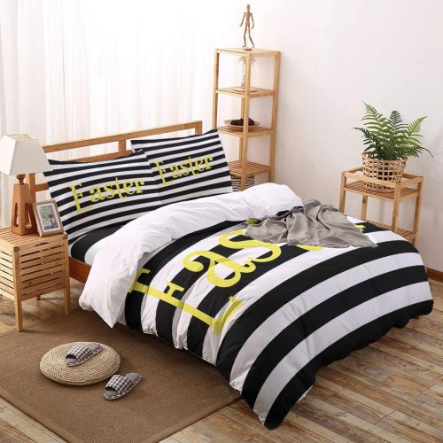  T&H Home Duvet Cover Set Full Size Funny Animal - Little Naughty Wet Dog Bite The Squirt Gun 4 Piece Bedding Set with Flat Sheet/Pillowcase - Breathable Twill Plush with Modern Art