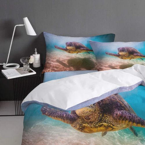  T&H Home Duvet Cover Set Full Size Funny Animal - Little Naughty Wet Dog Bite The Squirt Gun 4 Piece Bedding Set with Flat Sheet/Pillowcase - Breathable Twill Plush with Modern Art