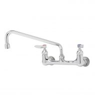 T&S Brass B-0231 Polished Chrome Service Sink faucet with 12 swing nozzle. 8 Wall Mount with Lever Handles and Stream Regulator Outlet.