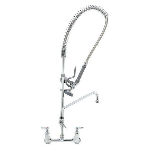  T&S Brass B-0133-ADF12-B Easy Install Wall Mount Pre-Rinse Faucet for Commercial Kitchens. Includes Wall Bracket and 12 Add-On Faucet. Sprayer Meets New DOE Requirements with a 1.1