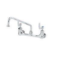 T&S Brass B-2463 Double Pantry Faucet, Ceramic Cartridges, 8-Inch Centers, 12-Inch Swing Nozzle, 4-Inch Wrist Handles