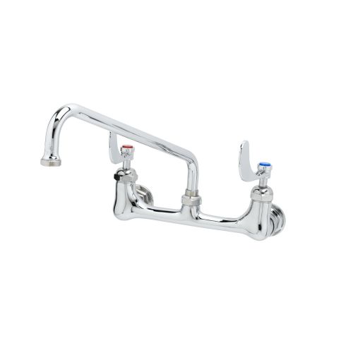  T&S Brass B-2463 Double Pantry Faucet, Ceramic Cartridges, 8-Inch Centers, 12-Inch Swing Nozzle, 4-Inch Wrist Handles