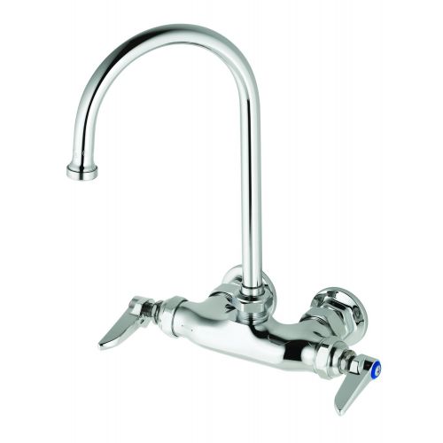  T&S Brass B-0346 Wall-Mount Double Pantry Faucet with 3-3/8-Inch Centers, Swivel Gooseneck and Lever Handles