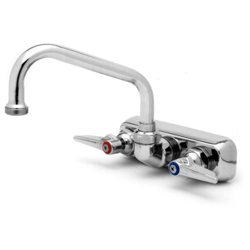  T&S Brass B-1116 Workboard Faucet with Wall Mount, 4-Inch Centers, 8-Inch Swing Nozzle and Lever Handles