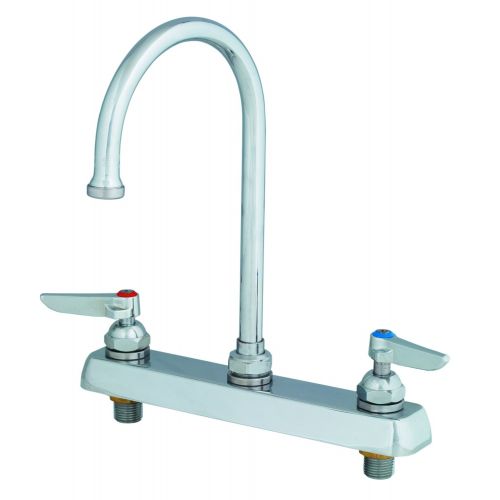  T&S Brass B-1142 Workboard Faucet, Deck Mount, 8-Inch Centers, Swivel Gooseneck, Lever Handles