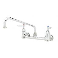 T&S Brass B-2342 Double Pantry Faucet, Wall Mount, 8-Inch Centers, 10-Inch Swing Nozzle, Lever Handles