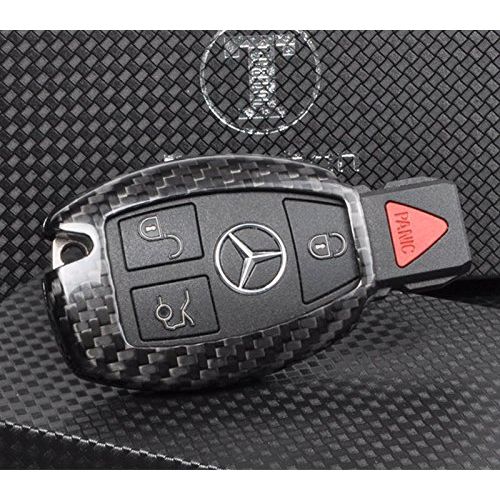  T Carbon T-Carbon Luxury Geniune Carbon Fiber Remote Key Chain 3k Highlight Polish Keyless Protection Case Cover for Mercedes-Benz S Class, SLS AMG,SLR Class