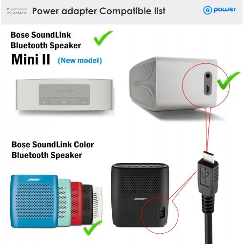  T-Power (6.6 feet) Ac adapter Charger Compatible with Bose SoundLink Color Mini 2 II Revolve+ Revolve Bluetooth Speaker 739617-1110,739523-1110 627840 725192 Speaker QuietComfort 3