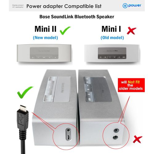  T-Power (6.6 feet) Ac adapter Charger Compatible with Bose SoundLink Color Mini 2 II Revolve+ Revolve Bluetooth Speaker 739617-1110,739523-1110 627840 725192 Speaker QuietComfort 3