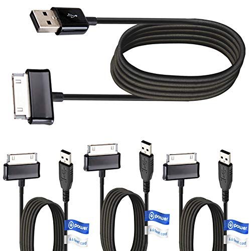  T POWER 4 x pcs 30-pin (6.6 ft Long Cable) Compatible with Samsung Galaxy Tab Note 7.0 7.7 8.9 10.1 Galaxy Tab 7, 8.9,10.1 Tablet 2 Replacement Spare Power Cord Charging Sync Data