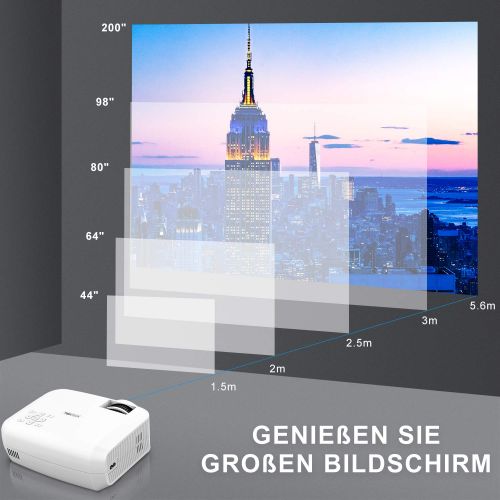  [아마존 핫딜]  [아마존핫딜]T TOPVISION Video Beamer, TOPVISION 1080P 3600 Lumen 200 Voll HD LED Beamer 2019 Aktualisiert, 50.000 Stunden Heimkino Projektor fuer Indoor/Outdoor, kompatibel mit Fire TV Stick, PS4, HDMI, VG