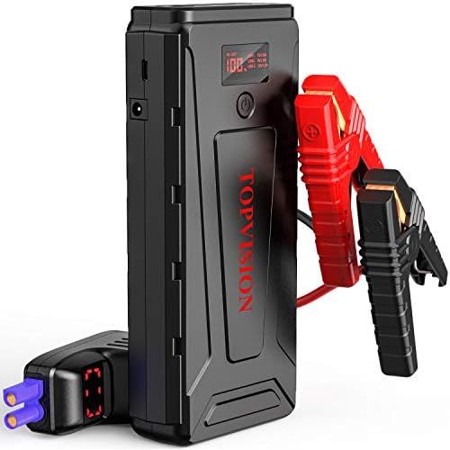  Battery Starter for Car, TOPVISION 2200A Peak 20800mAh Portable Car Power Pack with USB Quick Charge 3.0 (Up to 7.0L Gas or 6.5L Diesel Engine), 12V Portable Auto Battery Booster