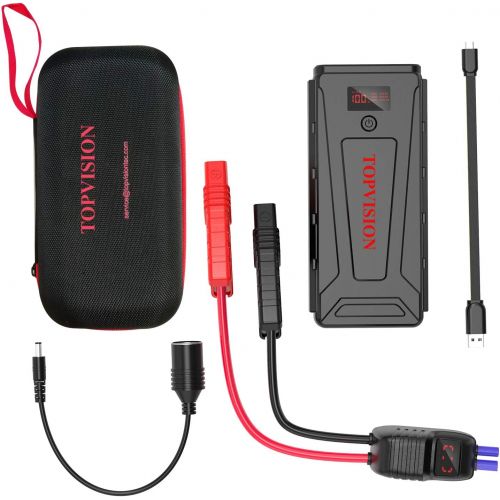  Battery Starter for Car, TOPVISION 2200A Peak 20800mAh Portable Car Power Pack with USB Quick Charge 3.0 (Up to 7.0L Gas or 6.5L Diesel Engine), 12V Portable Auto Battery Booster