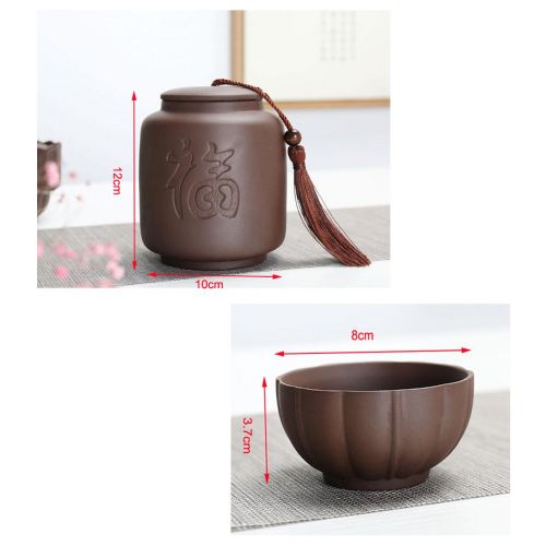  T Tocas Zisha Reise Tee-Set - Handmade Chinesisch Japanisch Kungfu Tee Set (Lila Ton - 3 Teetassen & Teekanne & Tee-Tank)