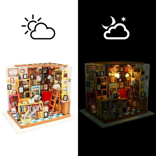  T Tocas ROBOTIME Dollhouses DIY Kit Miniature with Light Build Toy Wooden Gifts for Adults Kids Teens (Simons Coffee)