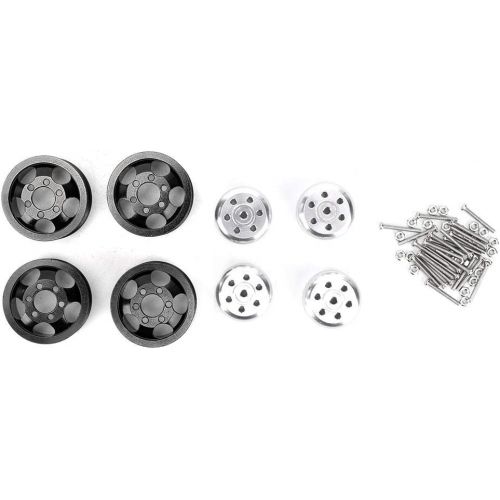  T best 4Pcs RC Wheel Hubs, Aluminium Alloy 1:16 Scale Remote Control Car Wheel Hub with Short Adapter RC Vehicle Part Accessory for WPL 1/16 RC Car(Black)