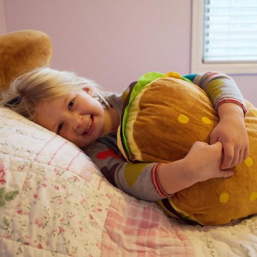  T PLAY Cheeseburger Pillow Fluffy Stuffed Hamburger Pillow Soft Burger Food Plush Toy Gift For Kids Halloween Costume 16