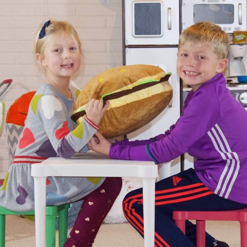  T PLAY Cheeseburger Pillow Fluffy Stuffed Hamburger Pillow Soft Burger Food Plush Toy Gift For Kids Halloween Costume 16