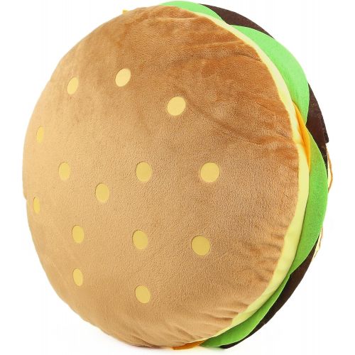  T PLAY Cheeseburger Pillow Fluffy Stuffed Hamburger Pillow Soft Burger Food Plush Toy Gift For Kids Halloween Costume 16