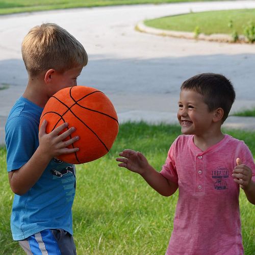  [아마존베스트]T Play Plush Basketball Pillow Fluffy Stuffed Basketball Plush Toy Soft Stuffed Basketball Plush Pillows Durable Sport Basketballs Plush Toys Gift for Kids Boy Child Baby Room 9 L