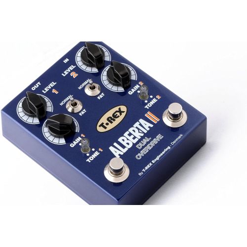  T-Rex Engineering ALBERTA-II Dual Overdrive Guitar Effects Pedal with Two Independent Channels; Individual Boost Function and Tone Controls for Each Channel (10035)