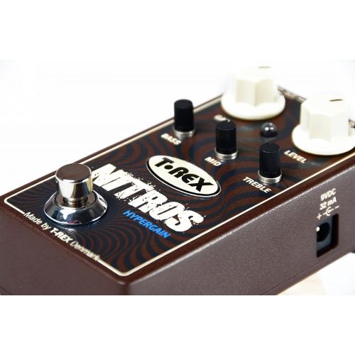  T-Rex Engineering NITROS High-Gain Distortion Guitar Effects Pedal with 3-Band Active EQ and FET Buffered Bypass (10086)