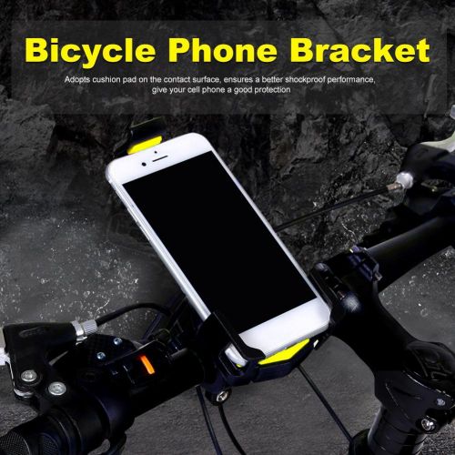  T-best 360° Free Rotation Bike & Motorcycle Phone Holder Adjustable Bicycle Handlebar Clip Stand Support(Yellow)