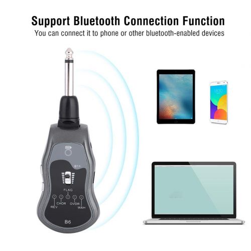  T-best Guitar Effector,Bluetooth Guitar Effector Portable USB Rechargeable Long Service Bluetooth 5 Sound Modes 6.35MM Guitar Synthesize Connector