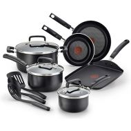 T-fal Signature Nonstick Cookware Set 12 Piece, Oven Broiler Safe 350F, Pots and Pans, Kitchen Cooking Set w/ Fry Pans, Saucepans, Saute Pan, Dutch Oven, Griddle, Kitchen, Home, Dishwasher Safe, Black