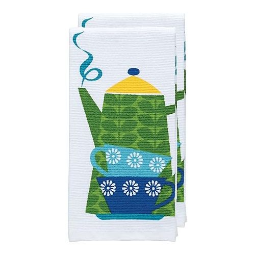 테팔 T-fal Textiles Double Sided Print Woven Cotton Kitchen Dish Towel Set, 2-pack, 16