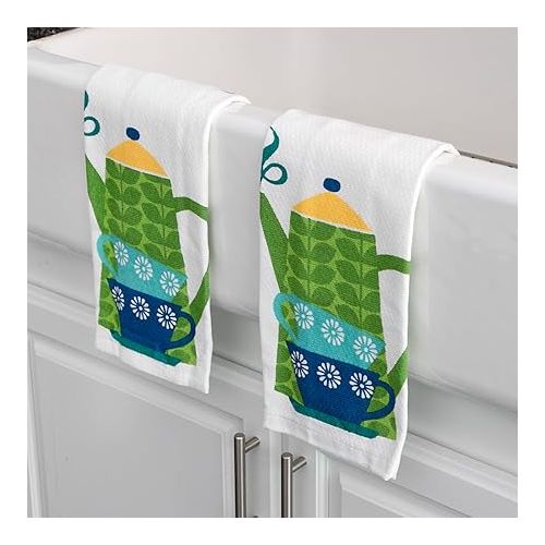 테팔 T-fal Textiles Double Sided Print Woven Cotton Kitchen Dish Towel Set, 2-pack, 16